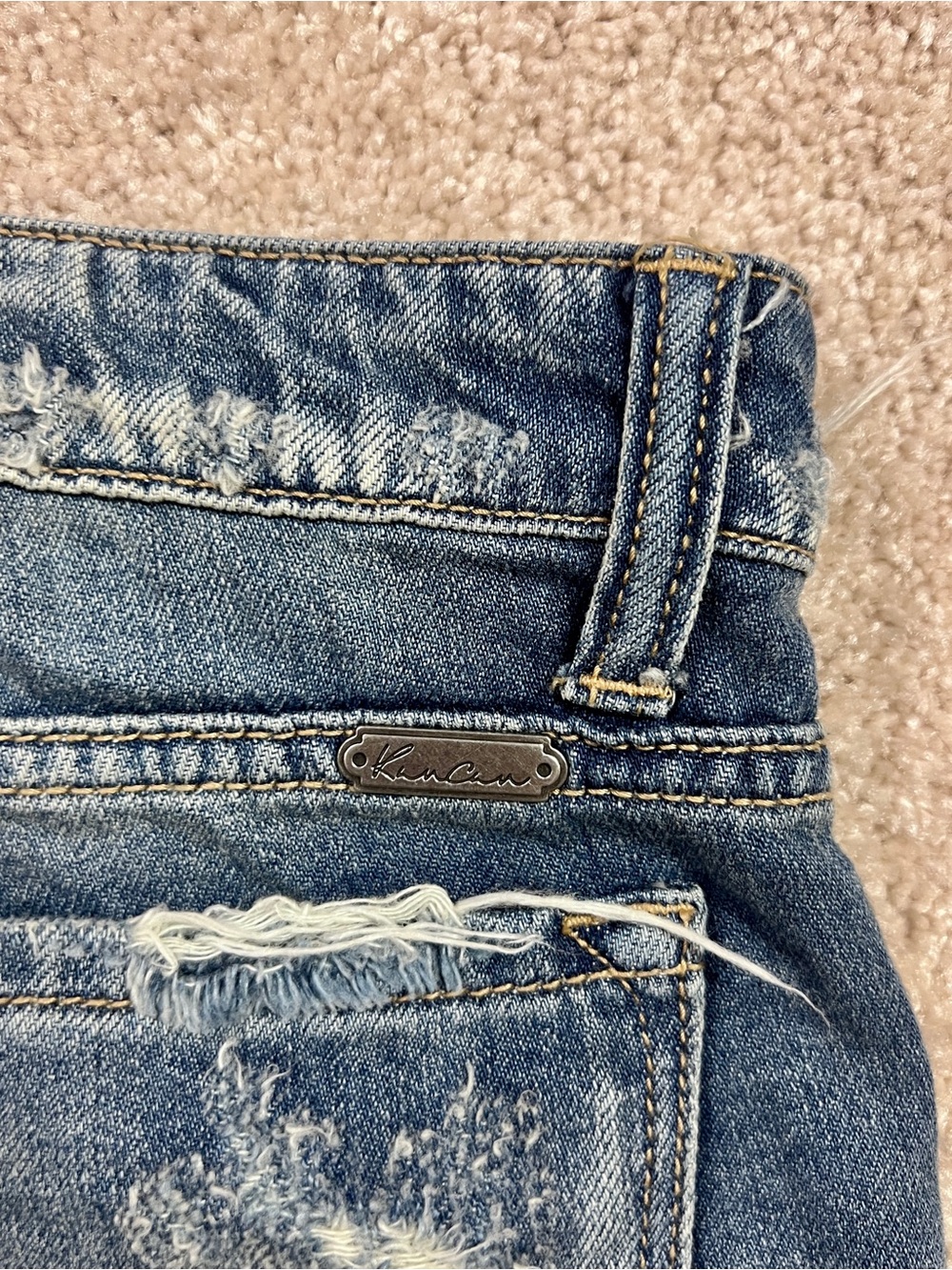 KanCan Mid Rise Boyfriend Denim Shorts Size S 29in Heavy Distress Frayed Hem - Picture 7 of 12